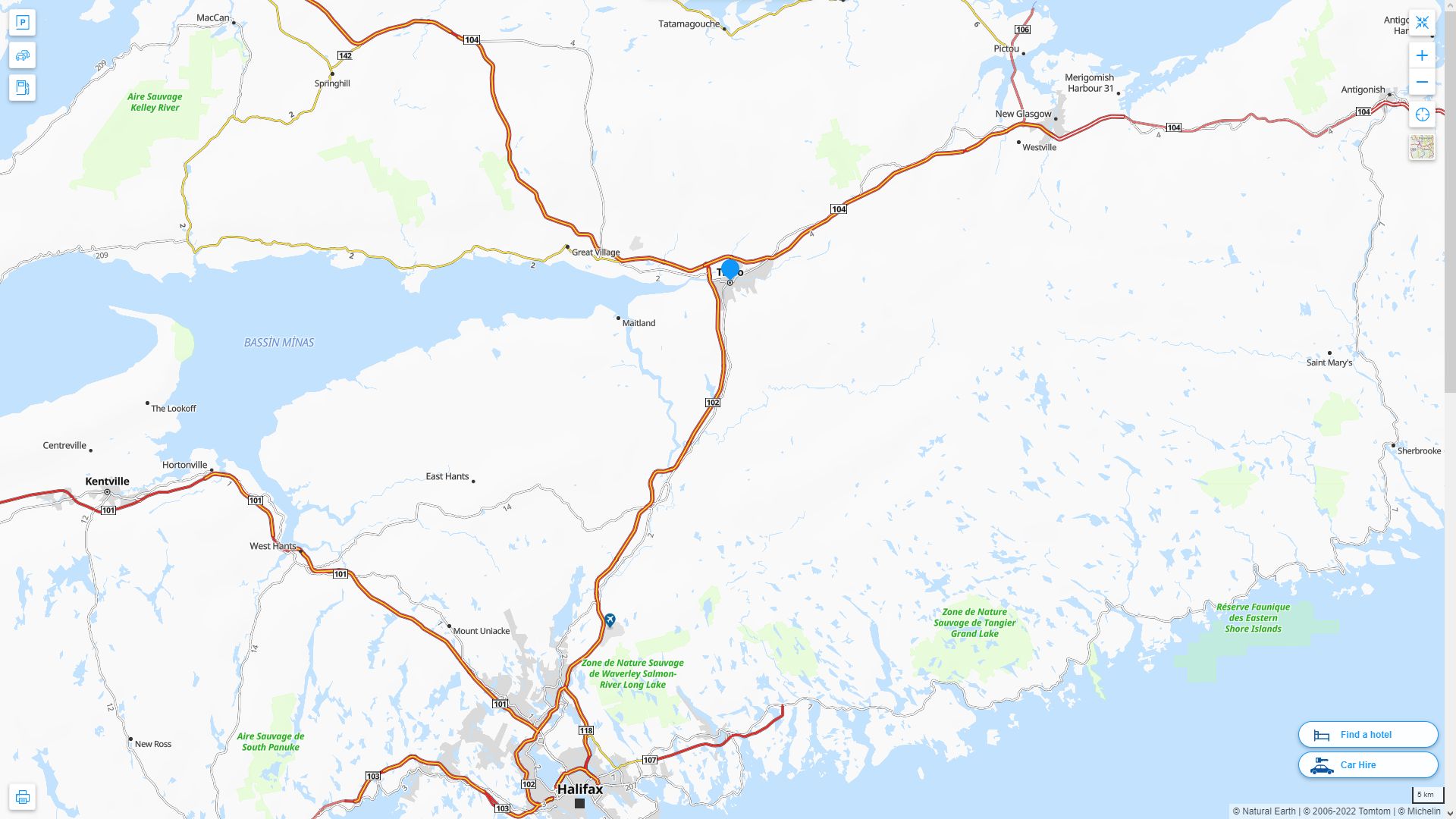 Truro Canada Autoroute et carte routiere